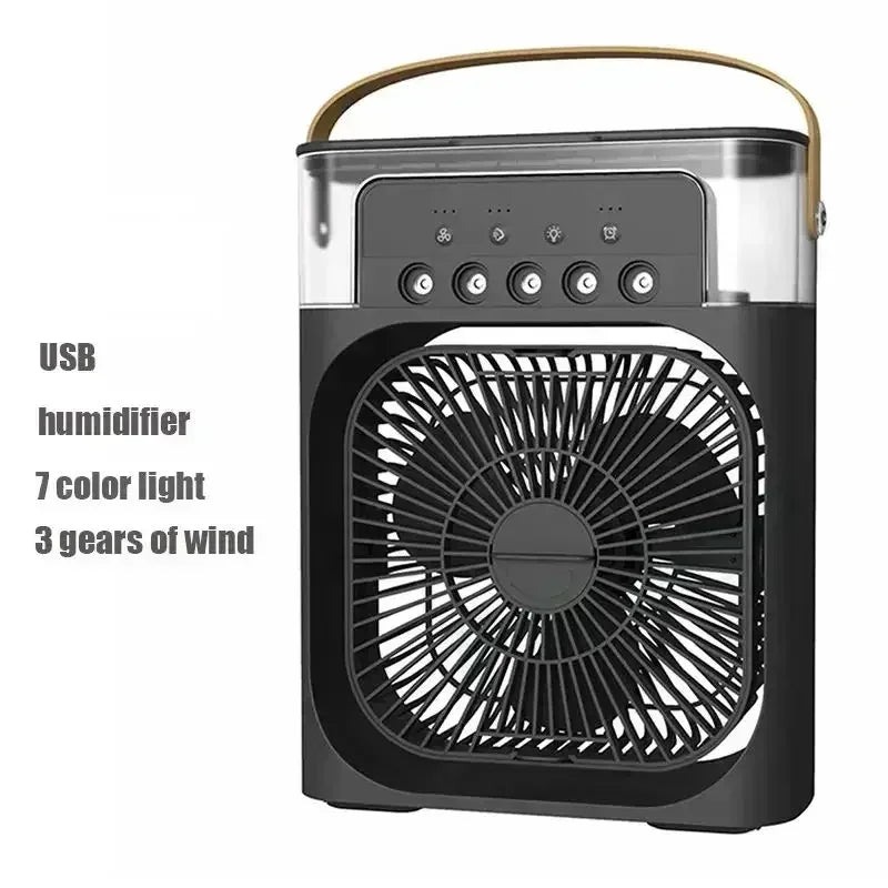 Mini Climatiseur 3-en-1 Portable – Ventilateur, Humidificateur et Veilleuse LED pour Maison et Bureau