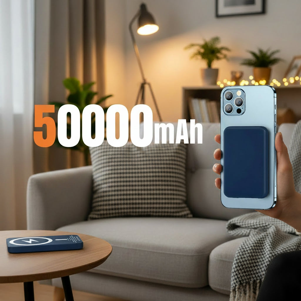 Batterie Externe Magnétique 500 000 mAh – Charge Sans Fil, Charge Rapide 22,5 W, Compatible iPhone, Samsung & Android
