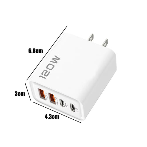 Chargeur Secteur USB 120W – 4 Ports USB & USB-C Charge Rapide