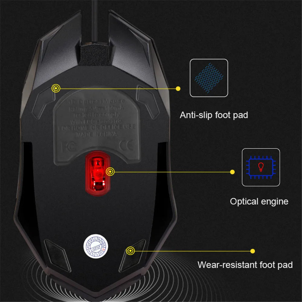 Souris Gaming Filaire USB E-Sports RGB – 5000 DPI, LED Multicolore, Compatible PC & Ordinateur Portable