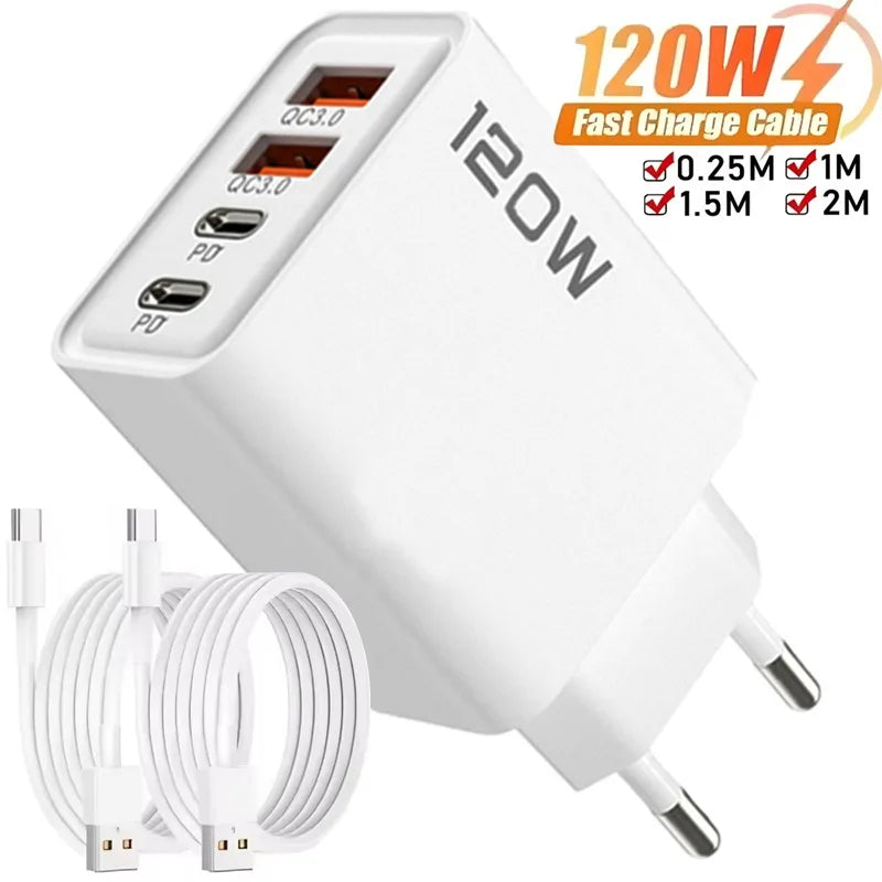 Chargeur Secteur USB 120W – 4 Ports USB & USB-C Charge Rapide