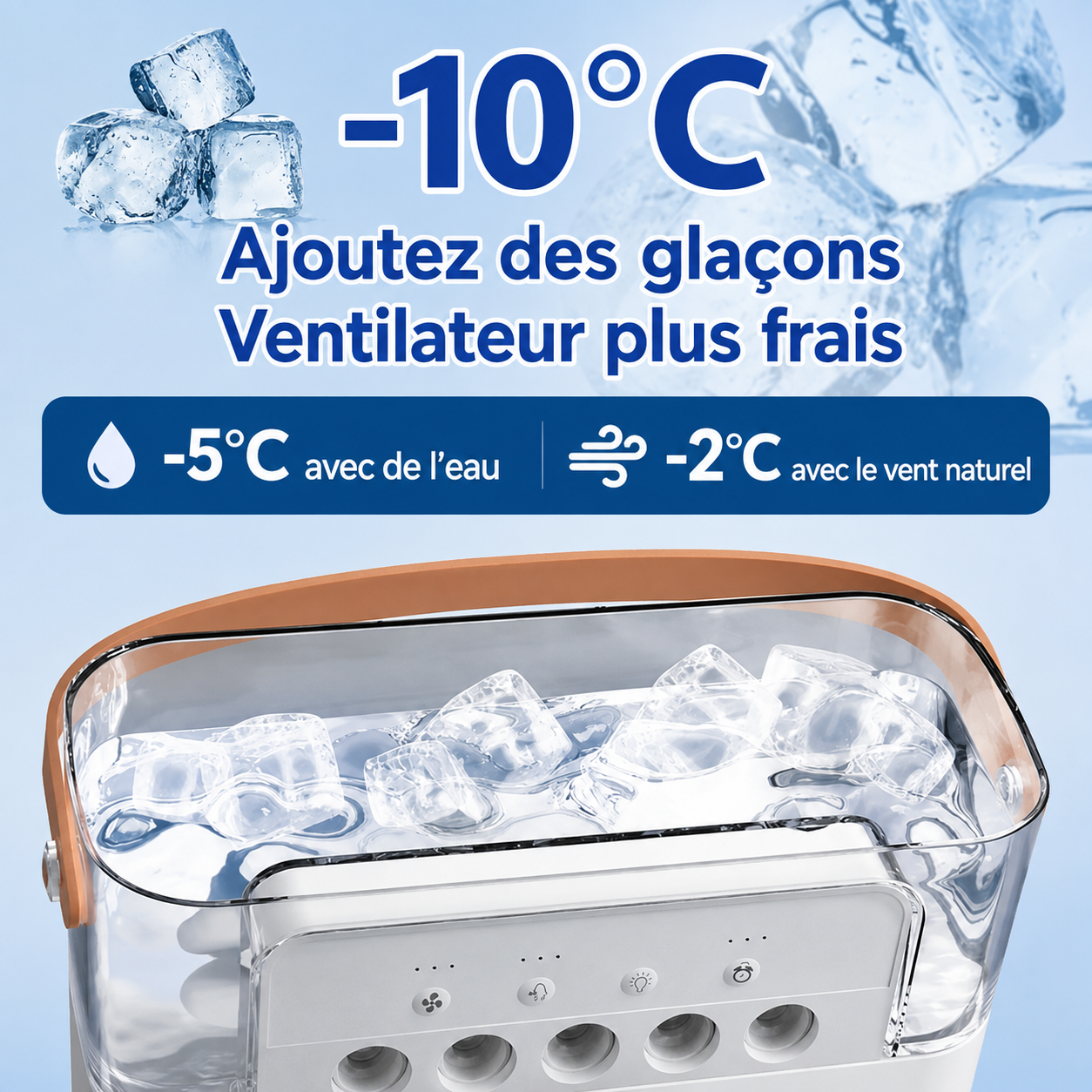 Mini Climatiseur 3-en-1 Portable – Ventilateur, Humidificateur et Veilleuse LED pour Maison et Bureau